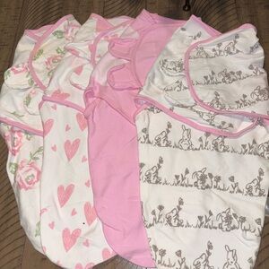 Baby Swaddle Set in Pink and White